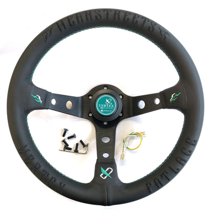 Vertex Racing Steering Wheel, 330mm Deep Dish, Ultra-Soft Microfiber Leather