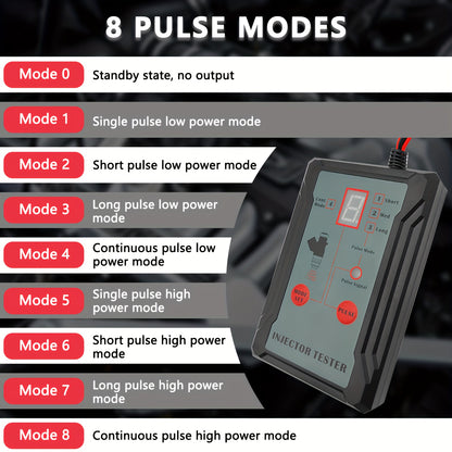 Diagnostic Tool Cleaning Kit Fuel Injection Testerr With Multiple Pulse Modes And 5V/12V Output Power Modes