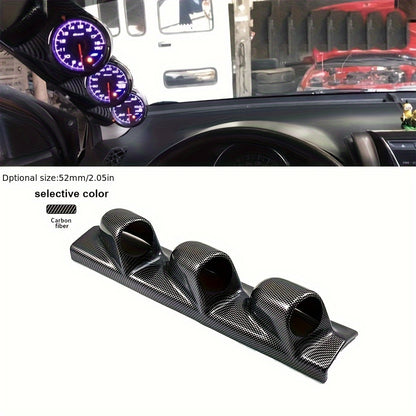 Triple Gauge Pod - 52mm Dashboard Mount, 3-Hole Holder for Car Instruments, Durable ABS Material