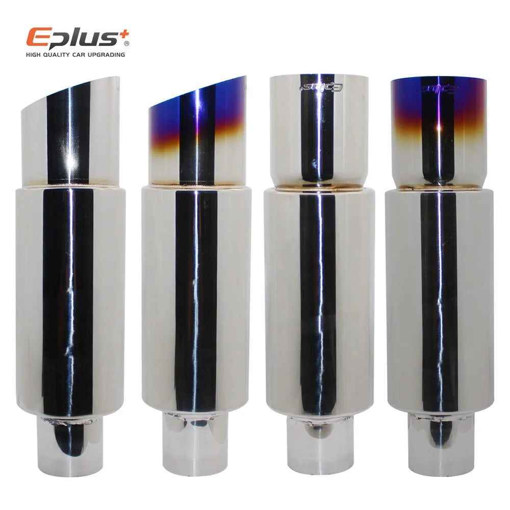 EPLUS Car exhaust pipe muffler Tail Pipe Universal High Quality Stainless Steel Interface 51 57 63MM Exhaust System End