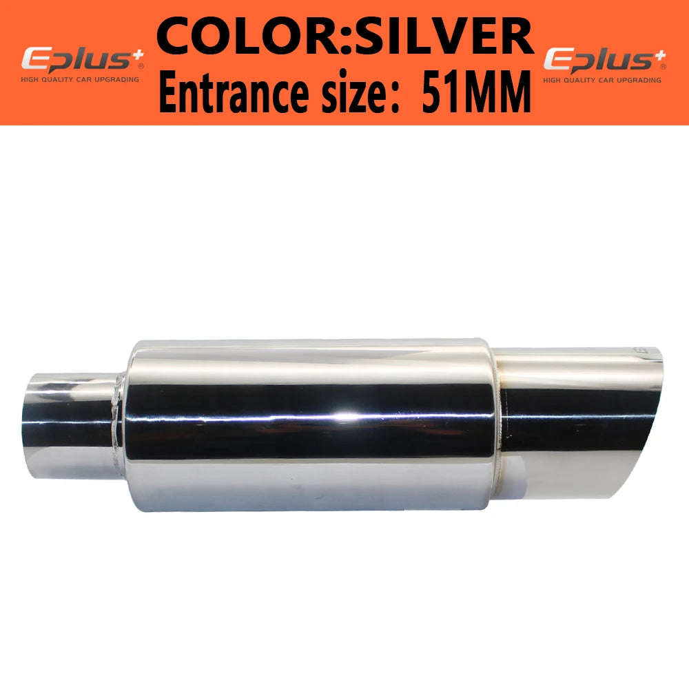 EPLUS Car exhaust pipe muffler Tail Pipe Universal High Quality Stainless Steel Interface 51 57 63MM Exhaust System End