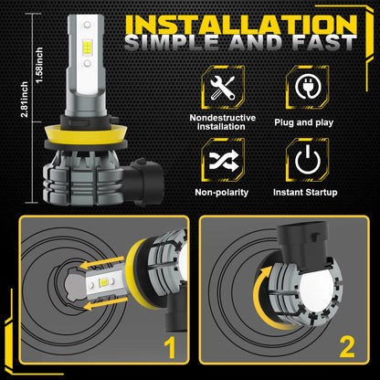 2PC LED Fog Light Canbus H8 H11 H10 9005 9006 HB4  For Mazda MX5 NB NC ND