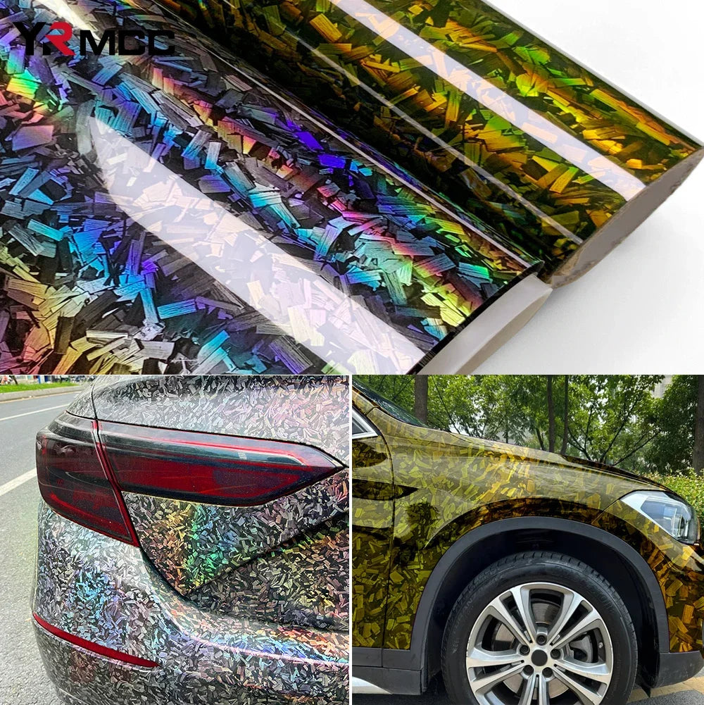 High Glossy Gold Silver Carbon Fiber Vinyl Wrap