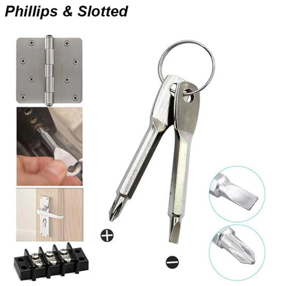 Portable Phillips Slotted Screwdriver Set Key Ring