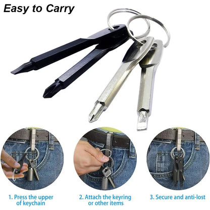 Portable Phillips Slotted Screwdriver Set Key Ring