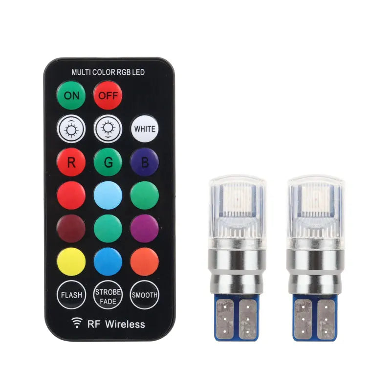 1set T10 W5W 5050 RGB 2LED remote control