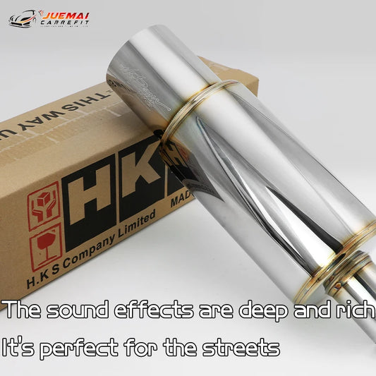 89mm Exhaust Pipe HKS Muffler Tail Pipe 40cm Length Stainless Steel