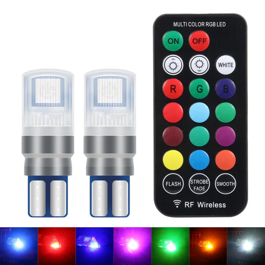 1set T10 W5W 5050 RGB 2LED remote control