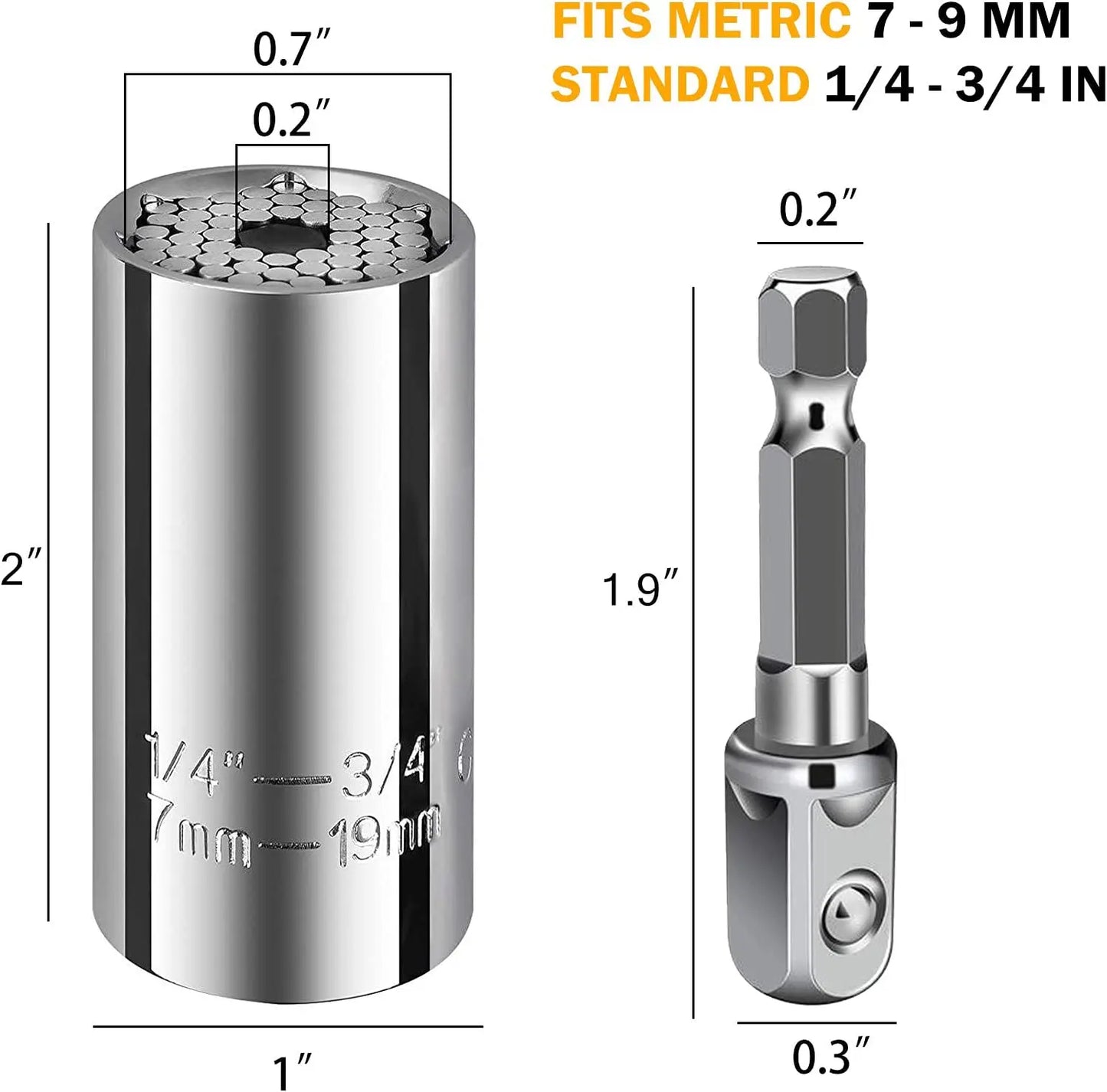 7-19mm Universal Torque Wrench Socket Head