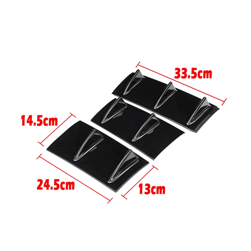 3pcs Rear Bumper Diffuser Gloss Black Universal