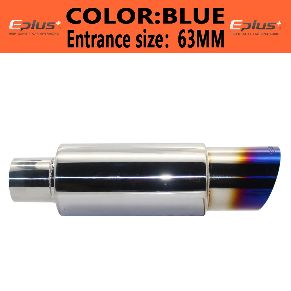 EPLUS Car exhaust pipe muffler Tail Pipe Universal High Quality Stainless Steel Interface 51 57 63MM Exhaust System End