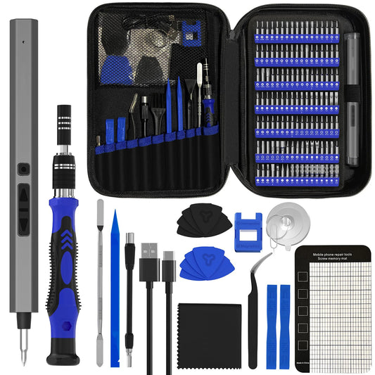 Precision Electric Screwdriver Set with 120 Magnetic Screw Driver Bits Cordless Type-C