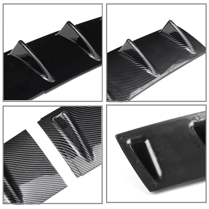 3pcs Rear Bumper Diffuser Gloss Black Universal