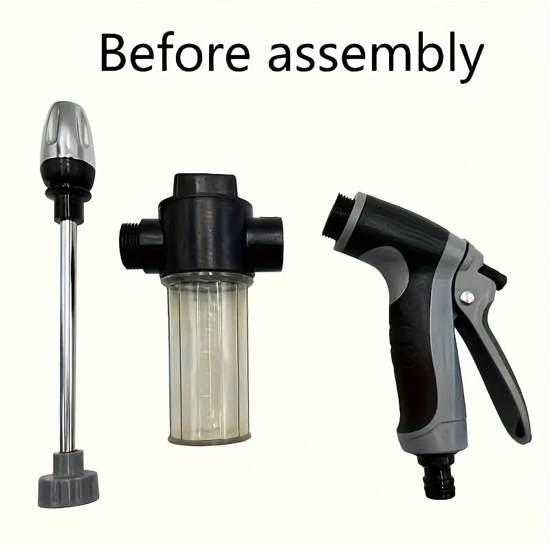 Long Handle High-Pressure Car Washer  with Foam Bottle