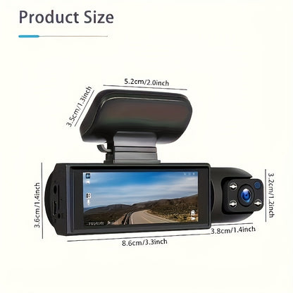 Dash Camera Front 1080P and Inside 720P, 8.03cm Dash Cam G Sensor HD Night Vision Loop Recording Wide Angle Car DVR, without SD Card