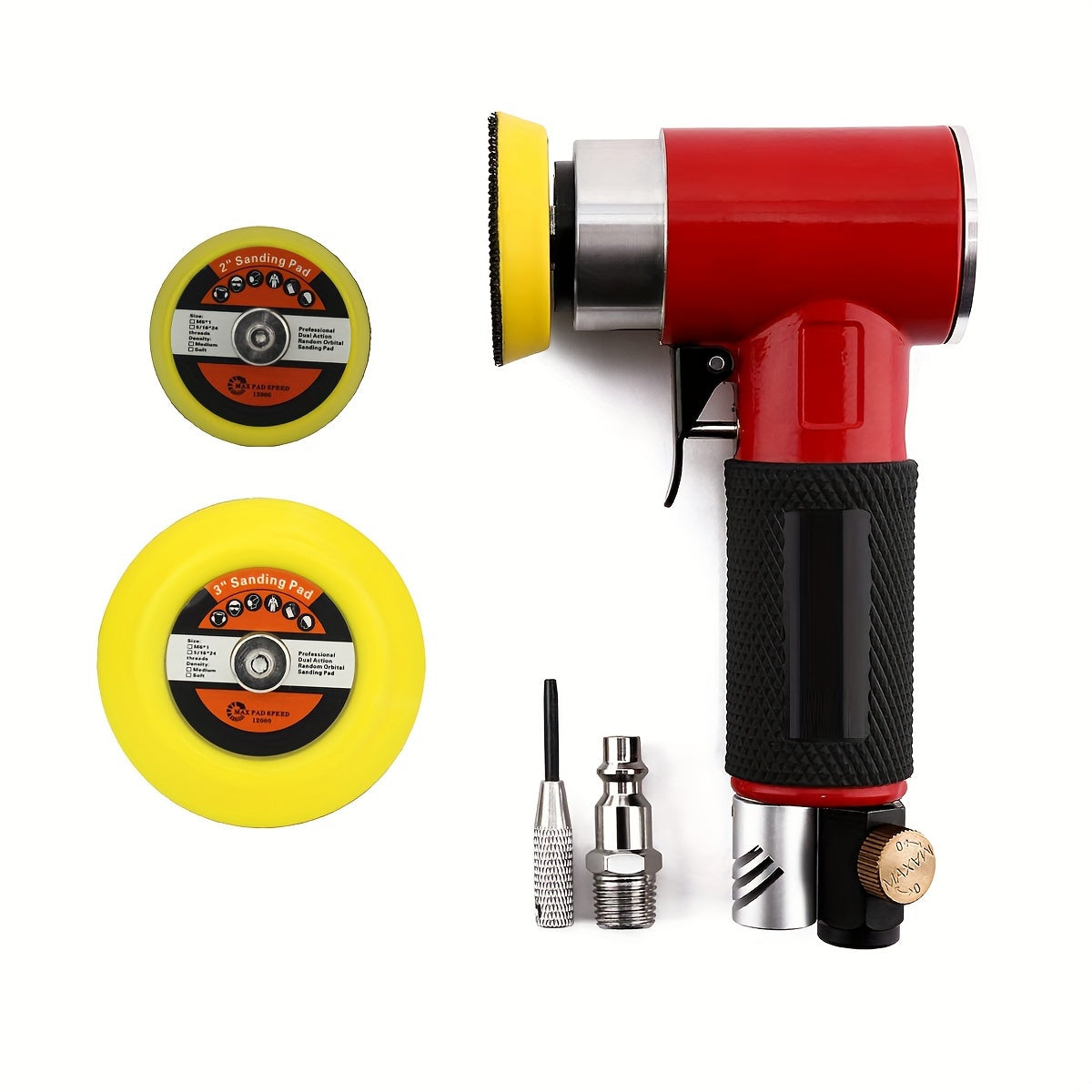 Mini Air Sander, 5.08cm & 7.62cm Dual Action Pneumatic Polisher with Adjustable Airflow Valve, M6 Threaded Plate