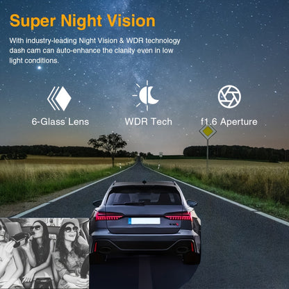 Dash Camera Front 1080P and Inside 720P, 8.03cm Dash Cam G Sensor HD Night Vision Loop Recording Wide Angle Car DVR, without SD Card